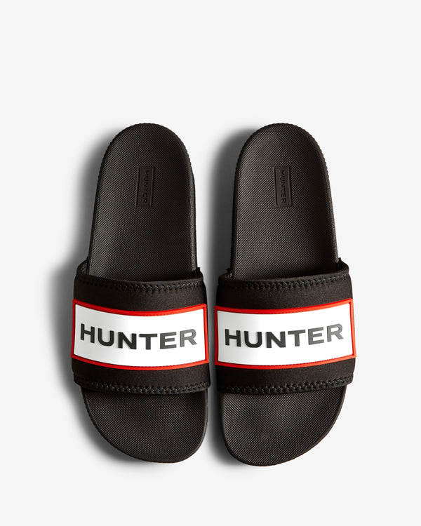 Hunter Neoprene Logo Férfi Papucs Fekete | WIH-392758