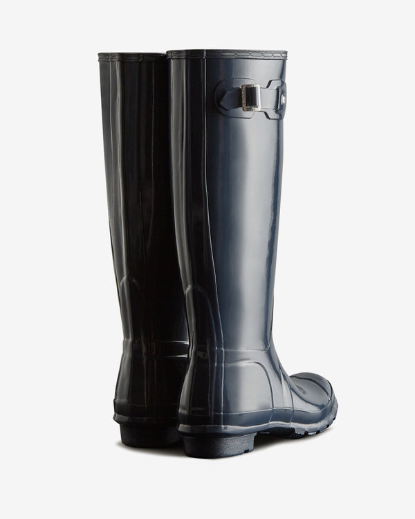 Hunter Original Tall Gloss Wellington Női Hosszúszárú Csizma Sötétkék | HYZ-862193